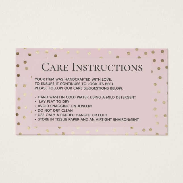 Blush Gold Clothing Care Instruktionen (Vorderseite)