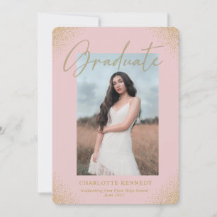 Blush Gold Confetti Foto Abschluss Ankündigung