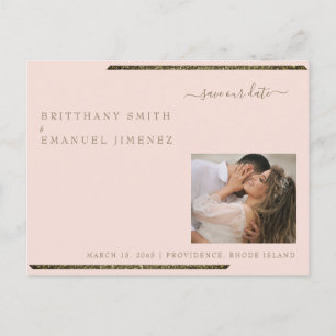 Blush & Gold Dazzling Foto Hochzeit Rettete unser Postkarte