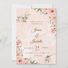 Blush & Gold: Eine blumengeschmackvolle Hochzeitsf Einladung