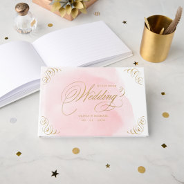Blush Gold elegante Kalligrafie Hochzeitsgast-Buch Gästebuch