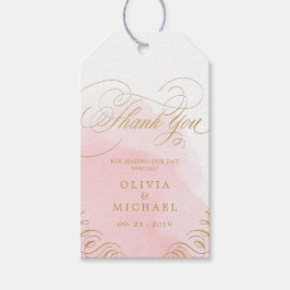 Blush Gold elegante kalligraphische Hochzeit danke Geschenkanhänger