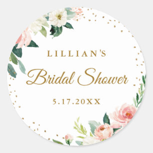 Blush Gold Floral Brunch Und Bubbly Runder Aufkleber