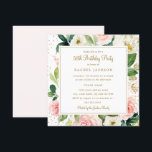 Blush Gold Floral Watercolor 50. Geburtstag Einlad Einladung<br><div class="desc">Moderne Blumenladen zum Geburtstag im Kleinen Bayleigh Store!</div>