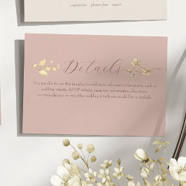Blush Gold Floral Wedding Details Card Begleitkarte