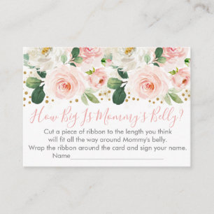 Blush & Gold Floral Wie groß ist Mama's Bauchspiel Begleitkarte
