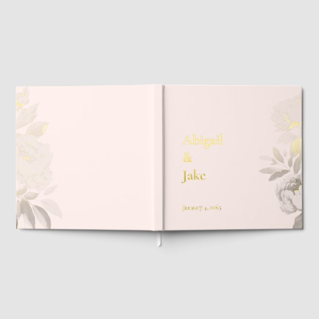 Blush Gold Foil Personalized Wedding Gästebuch (Voll)