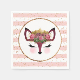 Blush & Gold Fox Princess Serviette