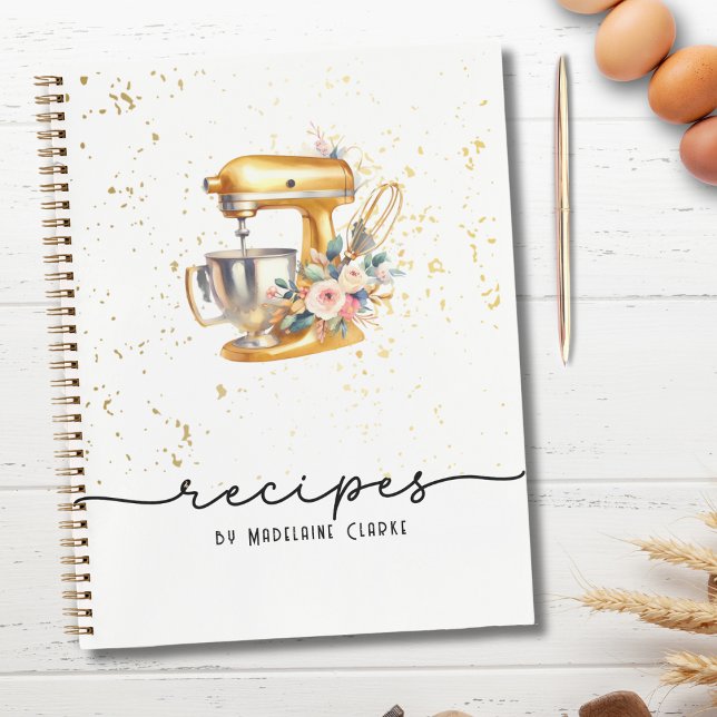 Blush & Gold Glitterie Bäckerei Backhilfsmittel Notizbuch (Von Creator hochgeladen)