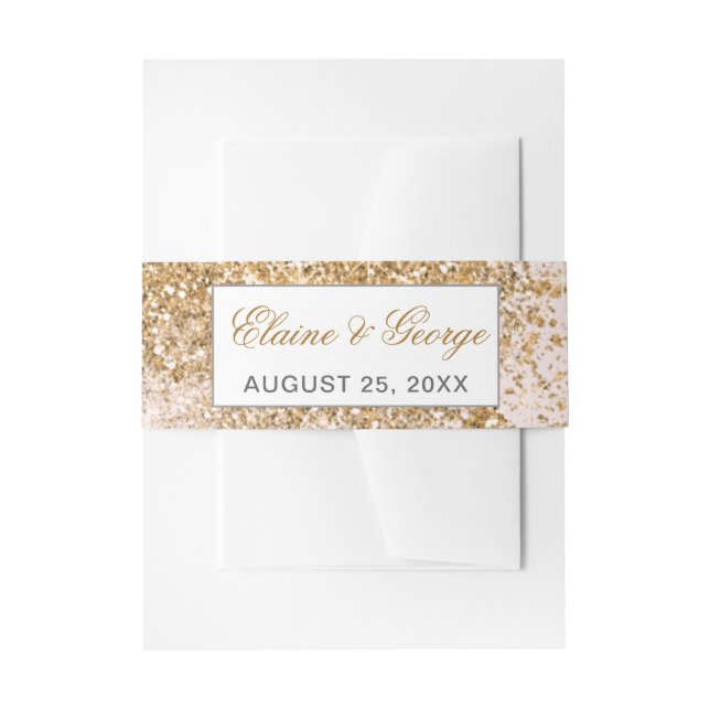 Blush Gold Glitzer Sparkle Einladungsbanderole (Vorderseite Beispiel)