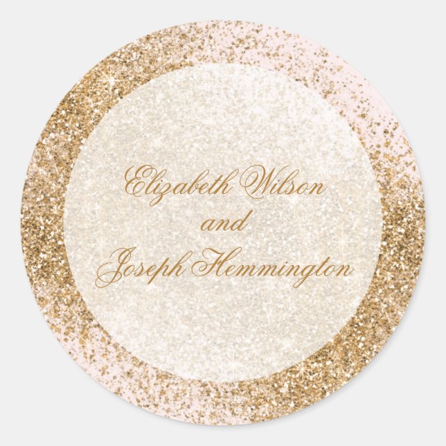 Blush Gold Glitzer Sparkle Runder Aufkleber (Vorderseite)