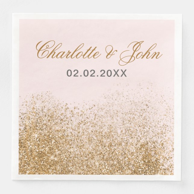 Blush Gold Glitzer Sparkle Serviette (Vorderseite)