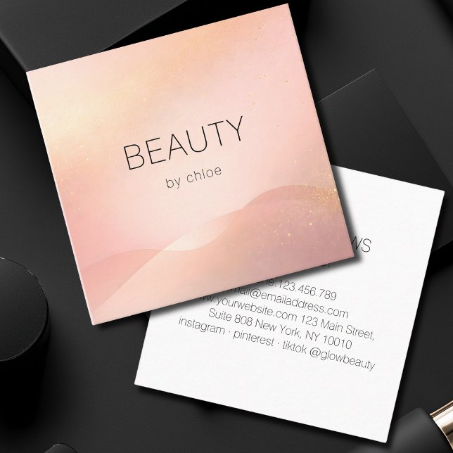 Blush Gold Glow Gradient Salon Quadratische Visitenkarte (Blush Gold Glow Gradient Salon Square Business Card)