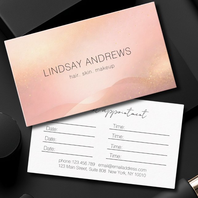 Blush Gold Glow Gradient Salon Salon Terminkarte (Blush Gold Glow Gradient Salon Salon Appointment Card)