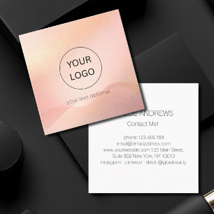 Blush Gold Glow Logo Salon Quadratische Visitenkarte