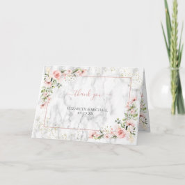 Blush Gold Green Dusty Pink Floral Vielen Dank Karte