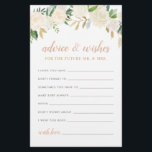 Blush Gold Green Floral Mr. and Mrs. Advice wünsch<br><div class="desc">Hinweis für die Zukunft des Brautparty. & Mrs. zeichnet sich durch ein elegantes, florales Aquarelldesign aus, mit bemalten Rose, ranunculus Blume, und Blätter in neutralen Frühlings- und Sommerfarben wie Weiß, Creme, Rosa, Rosa, Gold, Rose Gold und Grün. Die Rückseite der Karte ist weich mit abstrakt gebürstetem Punktmuster. Besuchen Sie unseren...</div>