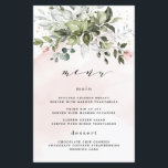 Blush Gold Greenery Dusty Blue Wedding Menu Cards<br><div class="desc">Das Design zeichnet sich durch helle oder rot-rosa Aquarellprägungen mit bedruckten goldsimulierten Flecken aus. Die Einrichtung besteht aus rosafarbenen rosa Blumenelementen in einem grünen Bouquet oder Kranz. Der Kranz enthält einen sukkulenten Eukalyptus und andere grüne Elemente in dunklen Smaragdgrün, Salbei, staubiges Blau und mehr, um alle Jahreszeiten, in denen Ihre...</div>