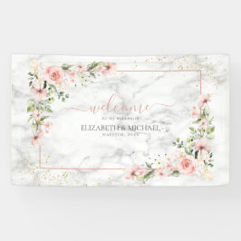 Blush Gold Greenery Dusty Pink Bloral Wedding Banner