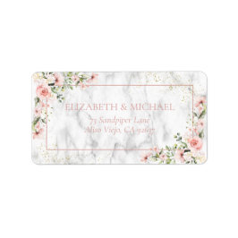 Blush Gold Greenery Dusty Pink Floral Adresse Adressaufkleber