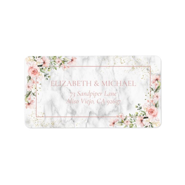 Blush Gold Greenery Dusty Pink Floral Adresse Adressaufkleber (Vorne)