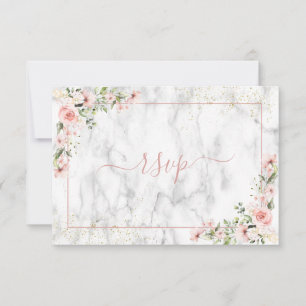 Blush Gold Greenery Dusty Pink Floral No Menu UAWG RSVP Karte