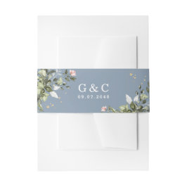 Blush Gold Greenery Succulent Dusty Blue Wedding Einladungsbanderole