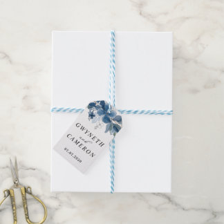 Blush Gold Greenery Succulent Dusty Blue Wedding  Geschenkanhänger