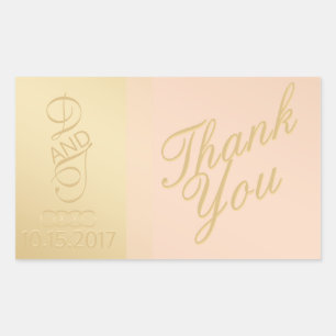 Blush Gold Heart Danke Stickers