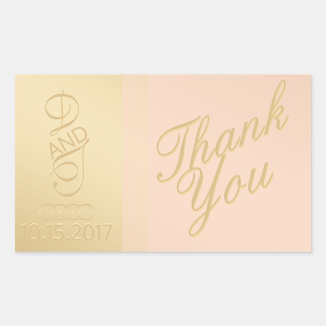 Blush Gold Heart Danke Stickers (Vorderseite)