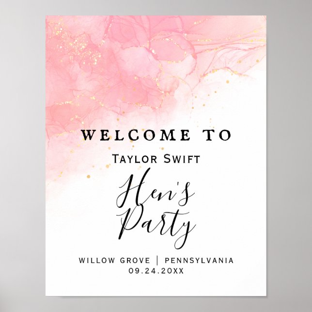 Blush & Gold Hens Party Welcome Poster (Vorne)