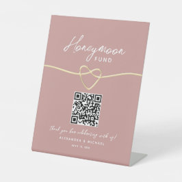 Blush Gold Honeymoon Fund QR Code Sockelschild
