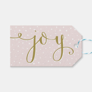 Blush & Gold Joy Script   Feiertagsgeschenk-Tag Geschenkanhänger
