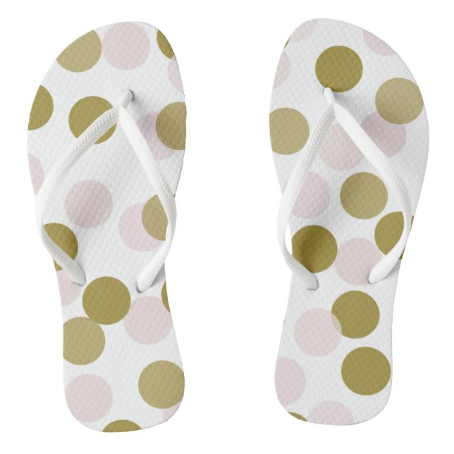 Blush & Gold Large Bokeh Confetti Dots Muster Flip Flops (Fußbett)