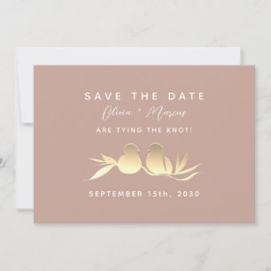 Blush Gold Lovebirds Hochzeit Save The Date