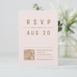 Blush Gold Modern Chic Einfache Typografie QR-Code RSVP Karte
