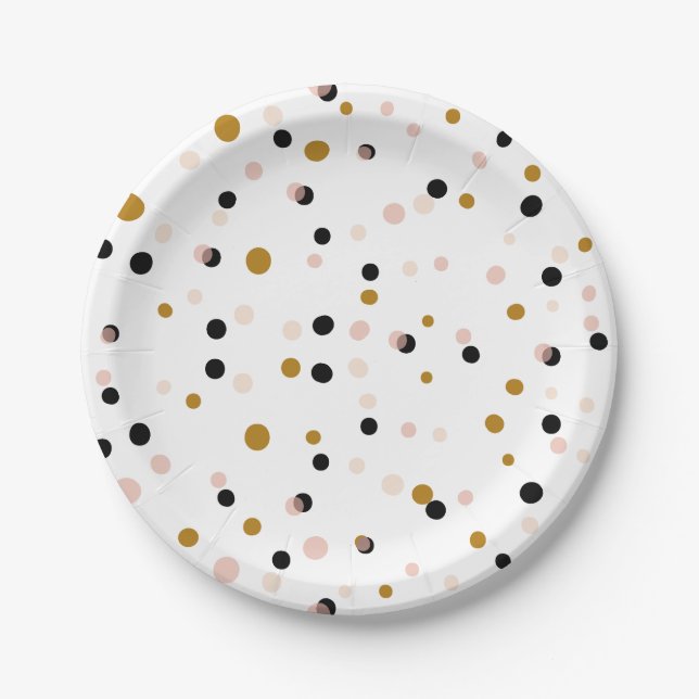 Blush & Gold Modern Confetti Musterpapierplatte Pappteller (Vorderseite)