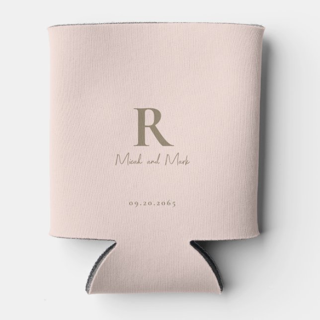 Blush Gold Monogram und Couple Names Wedding Dosenkühler (Vorderseite)