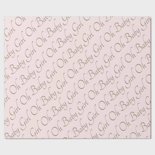Blush & Gold Oh Baby Girl Geschenkpapier (Saum)