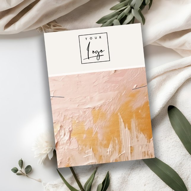 Blush Gold Oil Paint Texture Logo Necklace Display Visitenkarte (Von Creator hochgeladen)