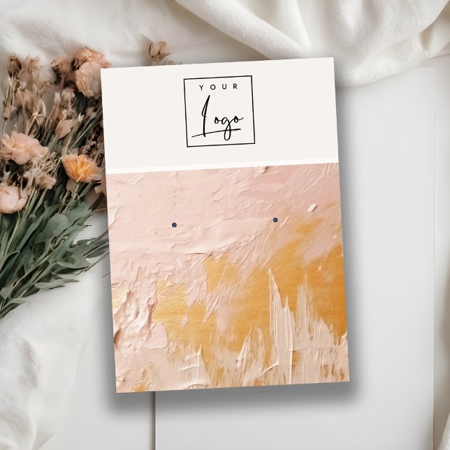 Blush Gold Oil Paint Texture Logo Ohrring Visitenkarte (Von Creator hochgeladen)