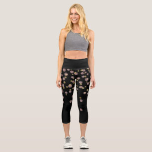 Blush Gold Overlay Confetti Black Capri Leggings