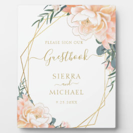 Blush Gold Peach Cream Floral Wedbook Fotoplatte