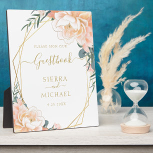 Blush Gold Peach Cream Floral Wedbook Fotoplatte