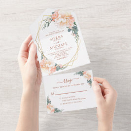 Blush Gold Peach Creme Terracotta All In One Einladung