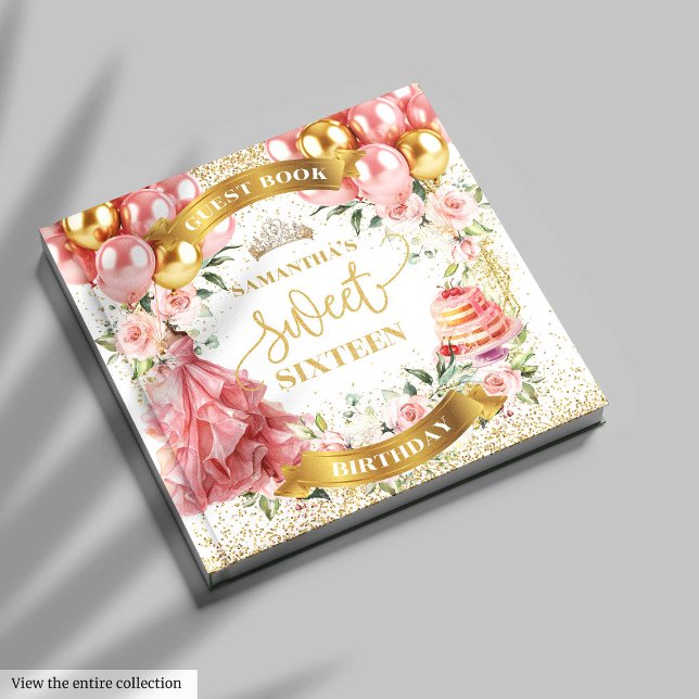 Blush Gold Pink 16 . Geburtstag Gästebuch (Chic Blush Gold Guest Book Sweet Sixteen)