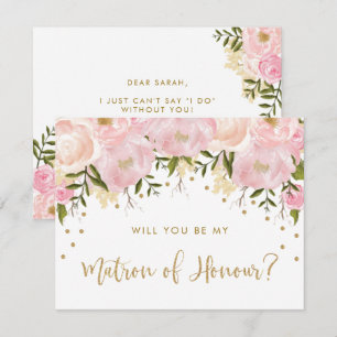 Blush Gold Pink Blume sind meine Ehrenmatrone Einladung