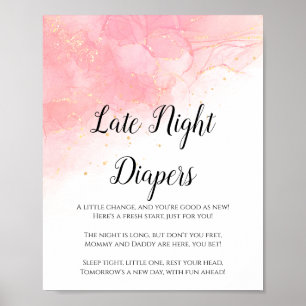 Blush Gold Spate Night Diapers Baby Duschzeichen Poster