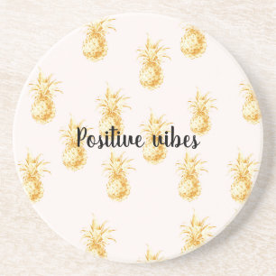 Blush Gold Tropical Pineapas personalisiertes Zita Getränkeuntersetzer