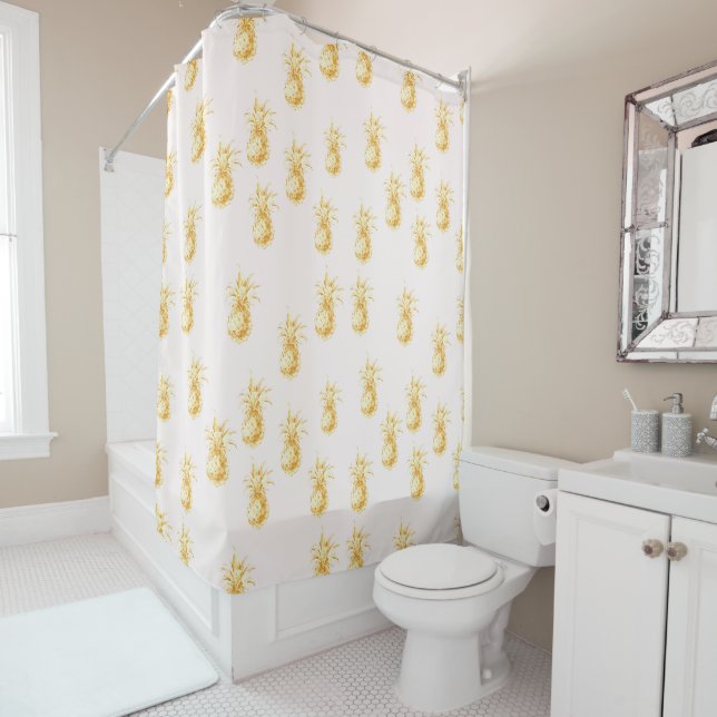 Blush Gold Tropische Ananas Duschvorhang (Beispiel)